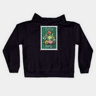 Cactus Party Vintage postage stamp plum watercolor design stamp collector Kids Hoodie